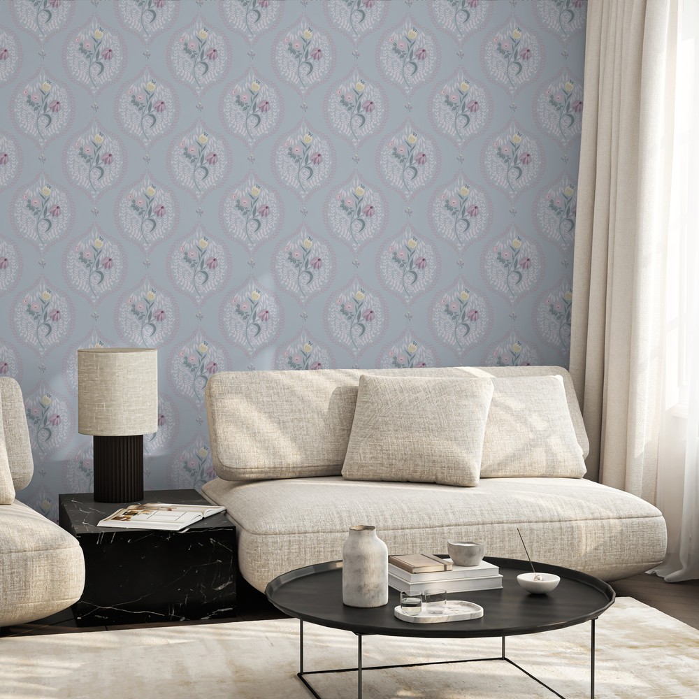 Bild på Flower bouquet in ogee Light Blue - 1032601-09